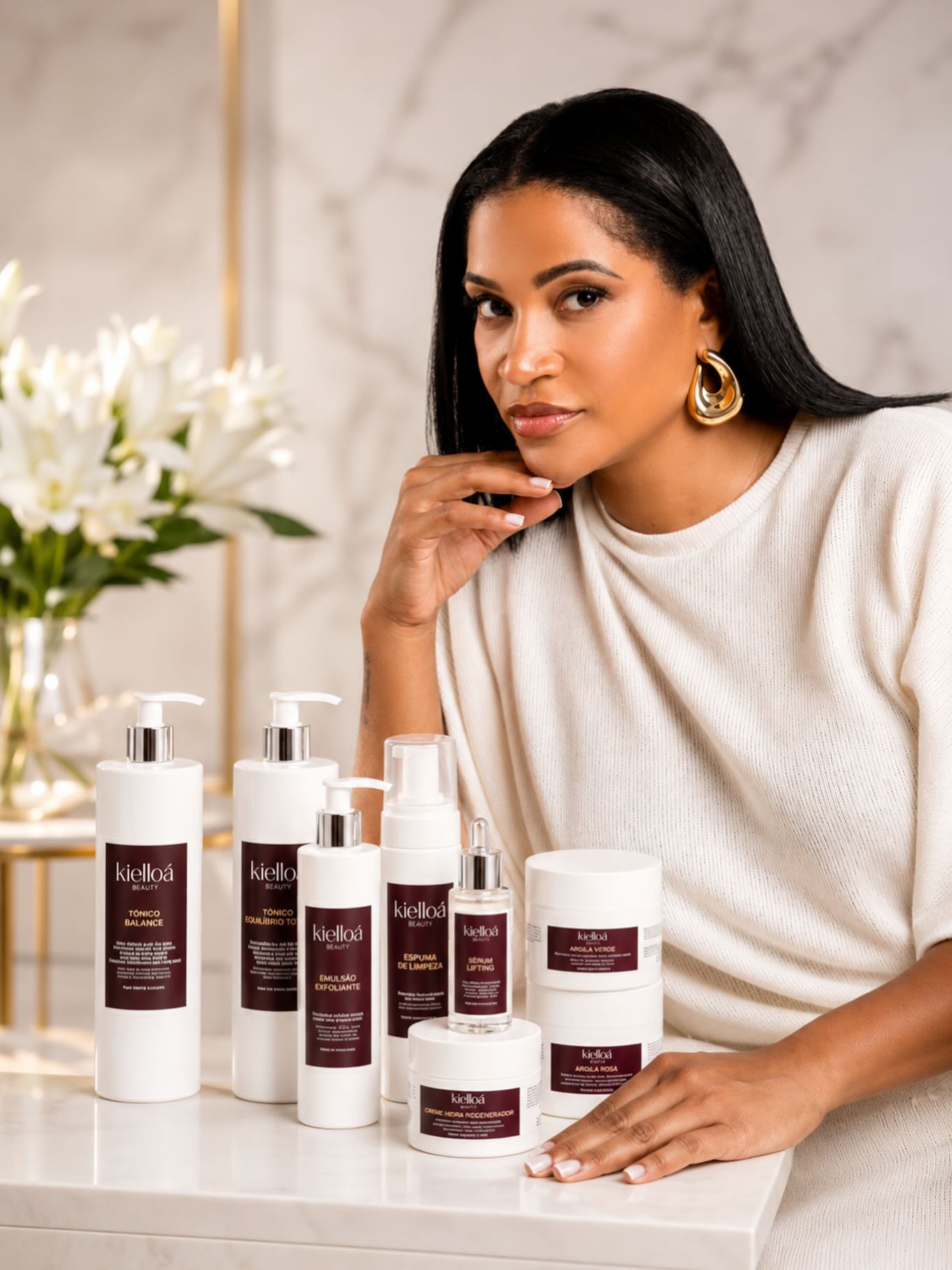 Fundadora da Kielloá Beauty com produtos da marca